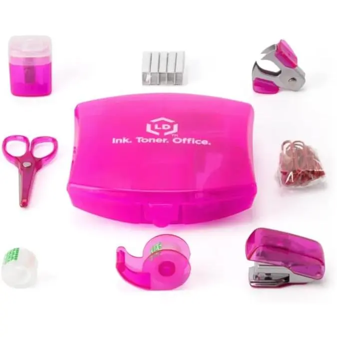 Products  Mini Office  Kit Portable Case with , Paper Clips, Tape Dispenser Set, Pencil Sharpener, Mini Stapler with  and Staple Remover