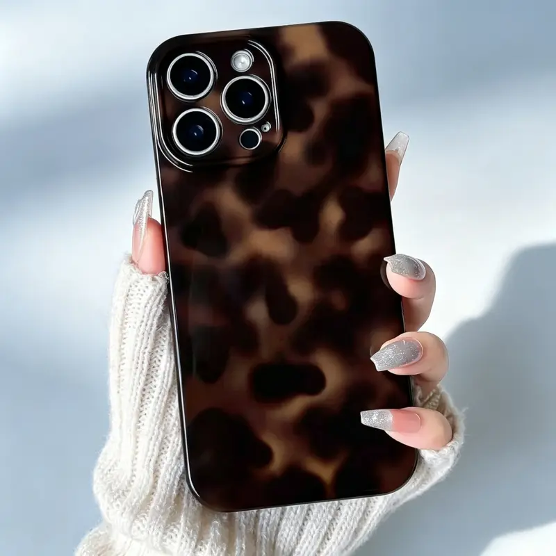 Vintage Amber leopard Pattern Phone Case, Shockproof Protective Soft Silicone case for iPhone 17 Series Plus 11 12 13 14 15 16 17 Air Pro Max Protection