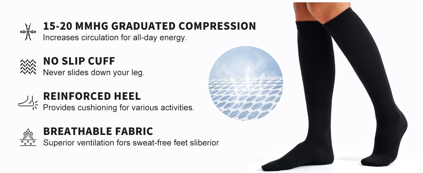 Compression Socks for Women & Men (3 pairs) - Best Support for Nurses, Running, Hiking, Recovery & Flight Socks