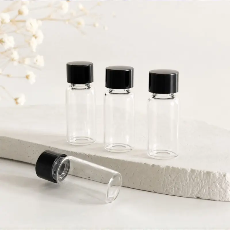 4 Pack 3ml Glass Sample Vials, Portable Refillable Bottles For Perfume & Wash Care Liquid, Travel Essential Cosmetic Containers