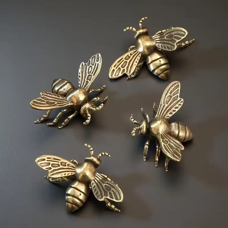 4 Piece Brass Bee Statue Set, Elegant Decorative Figurines, Home Decor Ornaments, Perfect for Home Décor, Unique Gift Idea, Durable Metal Craftsmanship, Living Room Ornaments