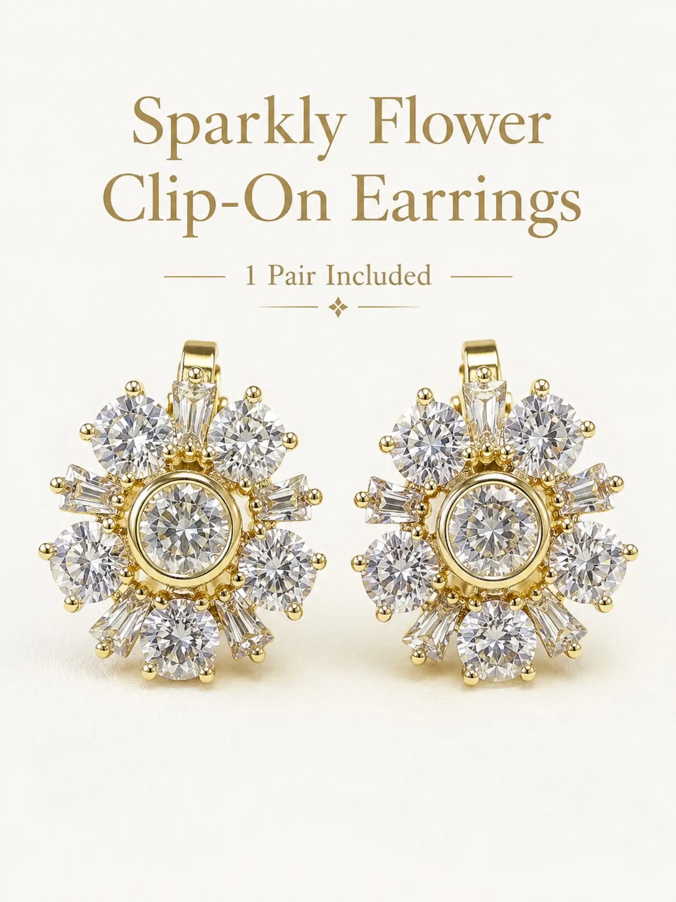 Ditsy Floral Clip-On Earrings for Women, Elegant Non-Pierced Ear Jewelry, Adjustable Daily Wear Party Gift
