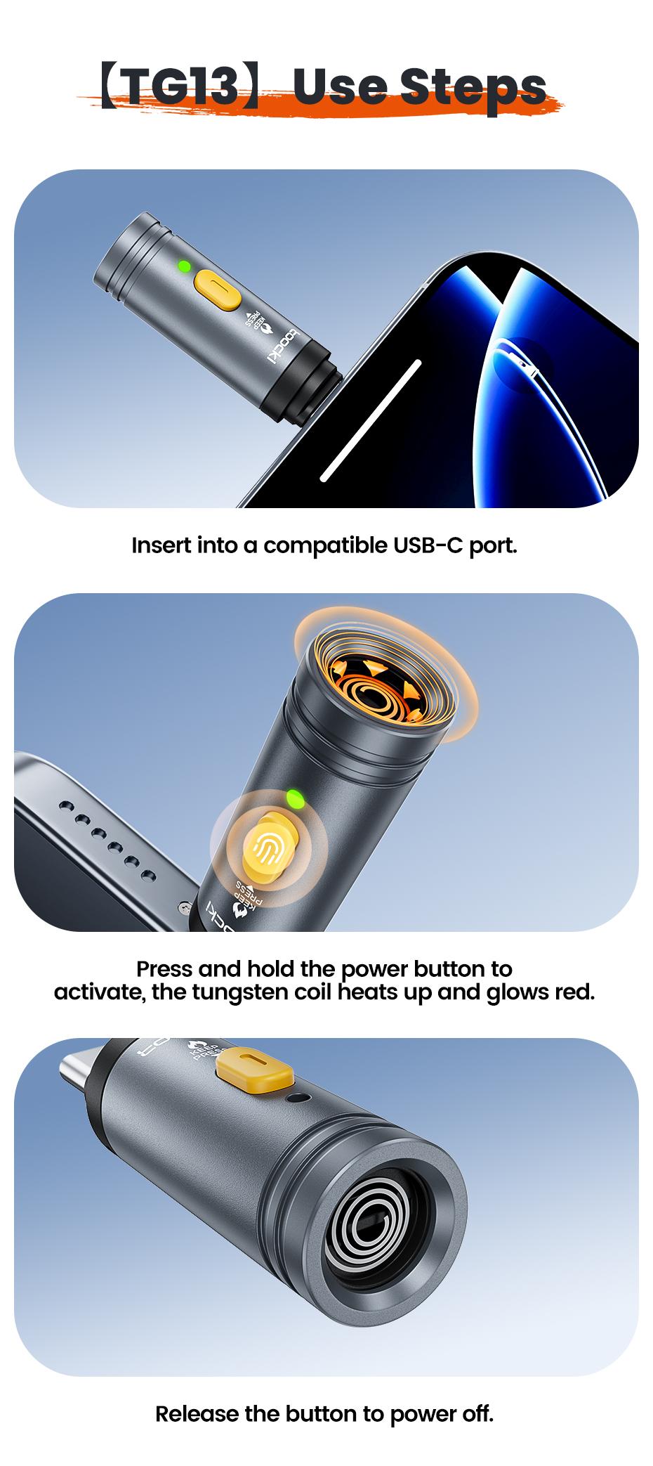 Toocki TG13/14 Type-C Mini Electric Lighter Plug&Play Blow to Light Mobile Cigarette Lighter Flameless Windproof Fast Ignition