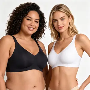 CORLIX Jelly Bra for Women Wireless No Underwire Seamless T-Shirt Bra, Soft Smooth Minimalist Everyday Wear Full Coverage Push Up Minimizer Bra, Adjustable Straps Basic Ladies Comfort Underwear
