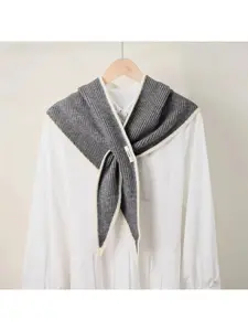 Korean-style new knit cross shawl for women, border color-block triangle scarf for spring and summer, neck protection in air-conditioned rooms, shoulder wrap.