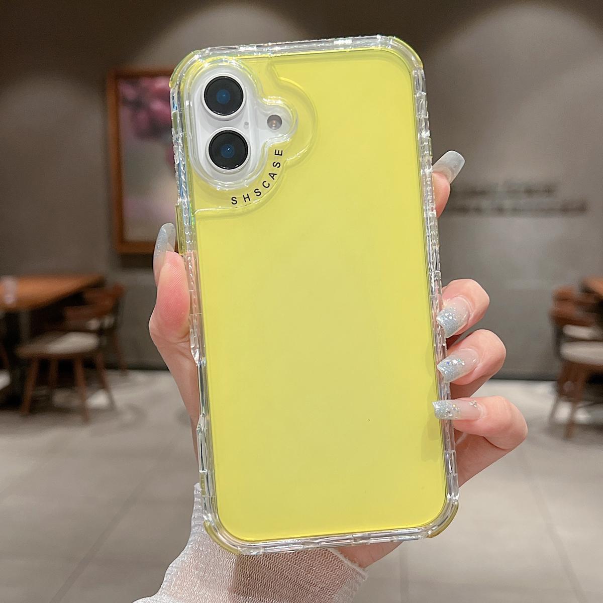 Candy Color Smartphone Case for Multiple iPhone Models (17/16/15/14/13/12 Pro Max) - Durable 3-Layer Anti-Drop Shockproof Heavy Duty Bumper Handheld Casing, Crystal Mobile Phone Accessories