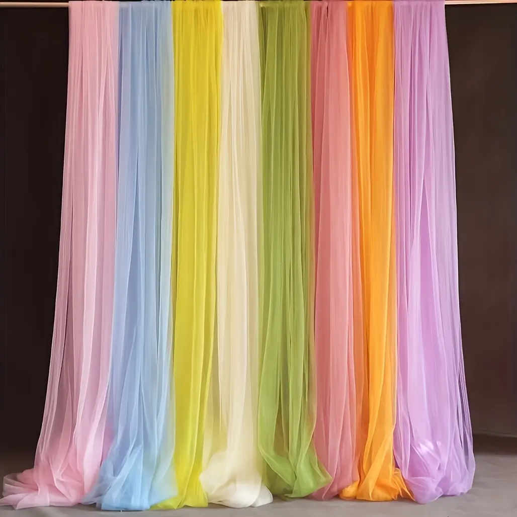 8-piece set of rainbow transparent tulle, colorful holeless transparent tulle decorations, colorful background lighting set, suitable for game rooms, kindergartens, weddings, bridal showers, birthdays, and anniversary events and party supplies