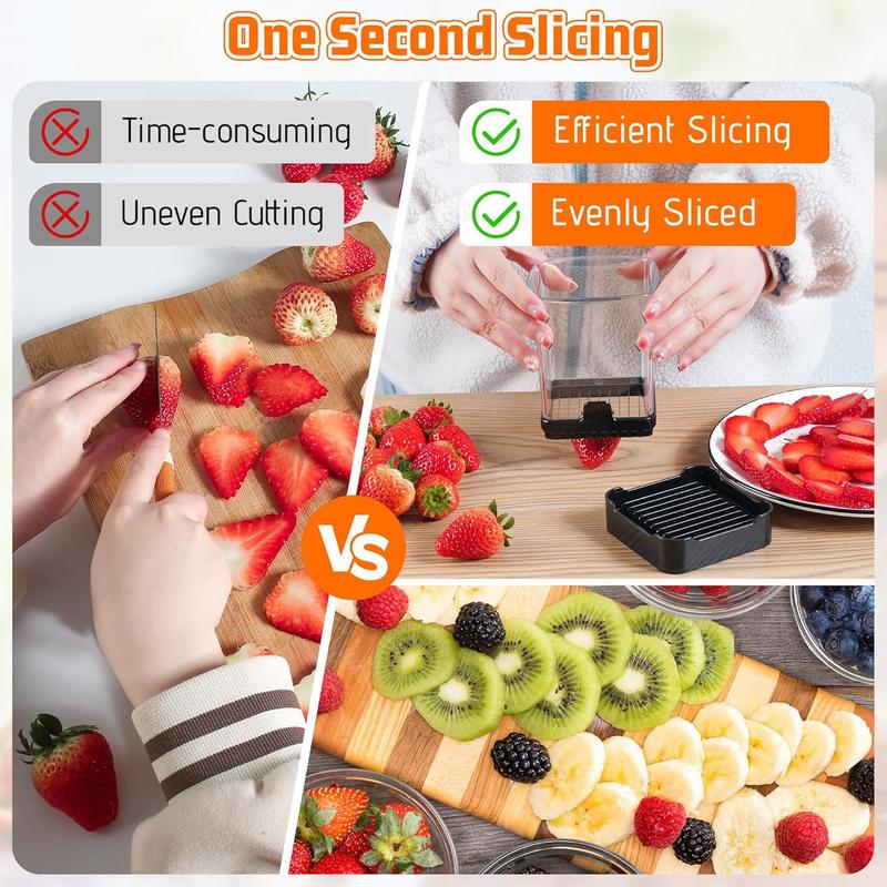 2 Pack Fruit Slicer Cup - Strawberry, Banana, Grape , Egg Slicer for Hard Boiled Eggs - Removable & Push Plate - Rapid & Safe Slicing Kitchen Gadgets for Easy Prep (Black) 2 Pack Fruit Slicer Cup - Strawberry, Banana, Grape , Egg Slicer for Hard Boiled Eggs - Removable & Push Plate - Rapid & Safe Slicing Kitchen Gadgets for Easy Prep (Black)