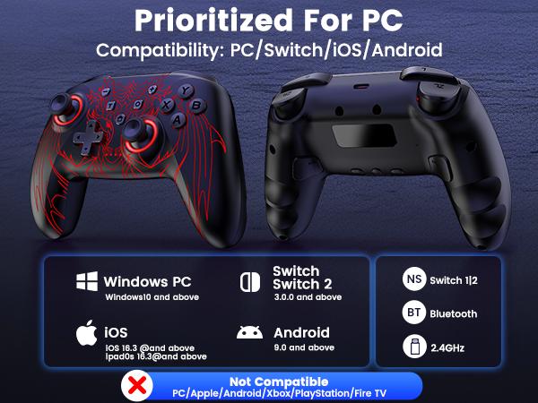 Wireless PC Controller, 1000Hz Polling Rate, Hall Effect Joysticks & Triggers, Controller for PC/Switch 2/Switch/Android/IOS, 1000mAh Battery, with 7 Light Modes/Paddle/Turbo/Motion/Charging Dock Wireless PC Controller, 1000Hz Polling Rate, Hall Effect Joysticks & Triggers, Controller for PC/Switch 2/Switch/Android/IOS, 1000mAh Battery, with 7 Light Modes/Paddle/Turbo/Motion/Charging Dock