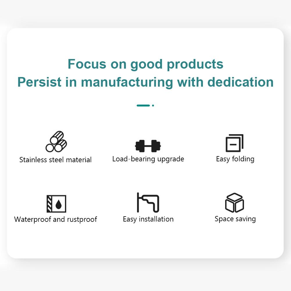 2Pcs Collapsible Shelf Bracket Stainless Steel Max Load 90kg Wall Mounted Floating Shelf Bracket for DIY Home Table Bench