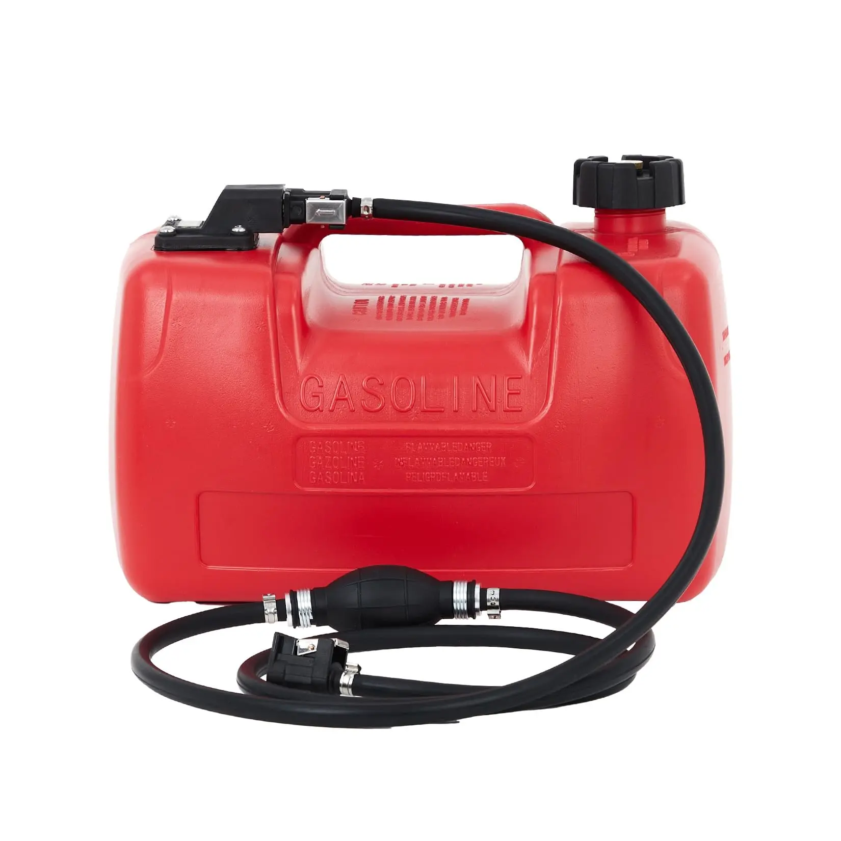 3 Gallon Professional Marine Fuel Tank with Fuel Gauge & Air Filter, Portable Boat Gas Can. Leak-Proof Brass Valves, Vent Cap, Primer Bulb & Hose. For Outboard Motor, Kayak, RV, Generator. Durable & Safe Outdoor Fuel Storage