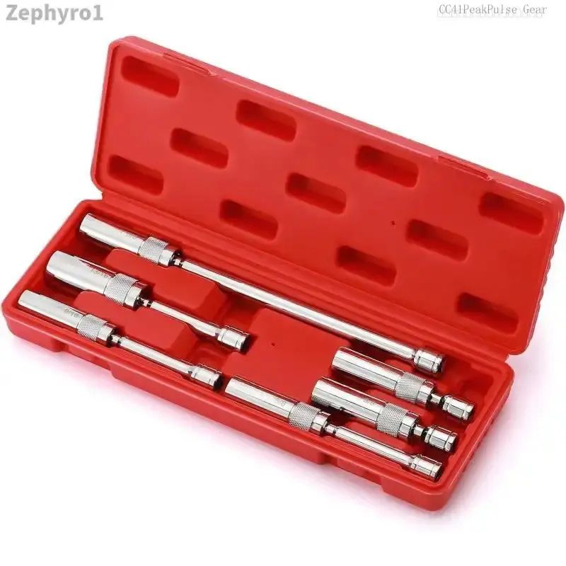 6PCS 3/8-Inch Drive Magnetic Swivel Spark Plug Socket Set, Include 9/16-Inch, 5/8-Inch, 13/16-Inch, 14mm Socket, Length: 4-Inch, 6-Inch, 11-Inch, 12-Point, CR-VZephyroFFSummitSupply7CC41PeakPulse Gear