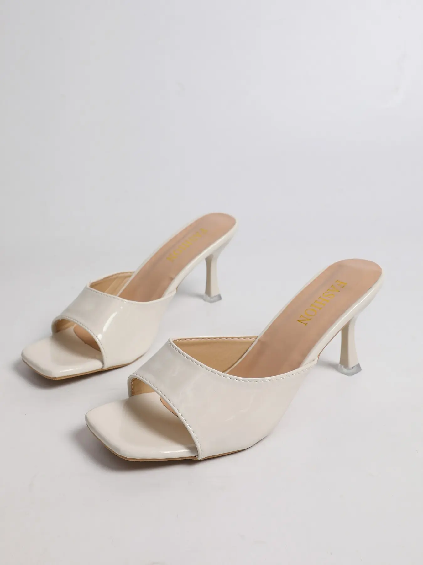 Women Patent Square Toe Stiletto Mule Sandals, Slip‑On Open Toe High Heel Slide Sandals for Date Night, Party, Wedding Guest & Evening Occasions