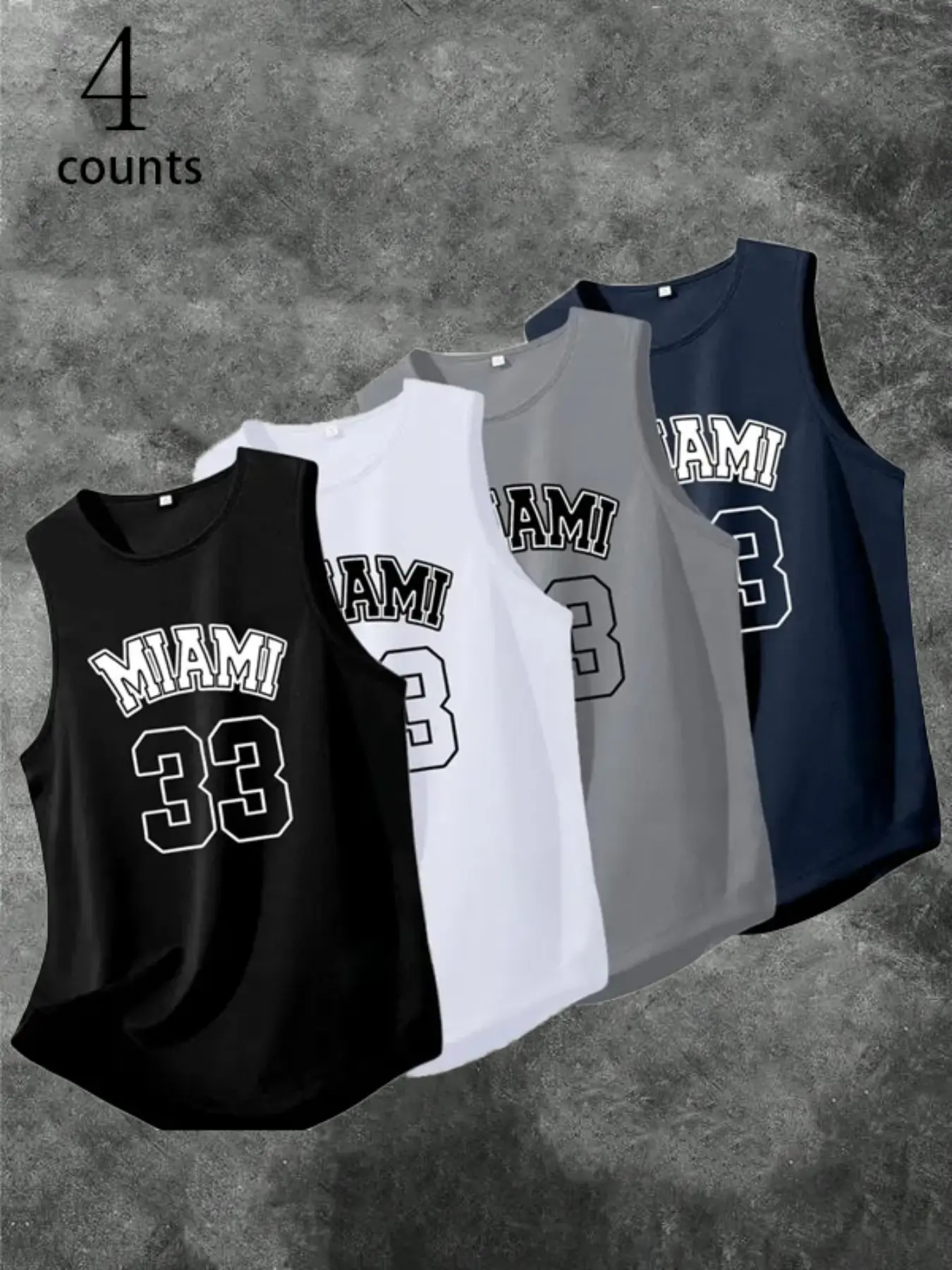 4-Pack Men's Polyester Micro-Elastic Breathable Muscle Tank Tops, Sleeveless Gym Tops, Sports Tank Tops, Activewear for All Seasons