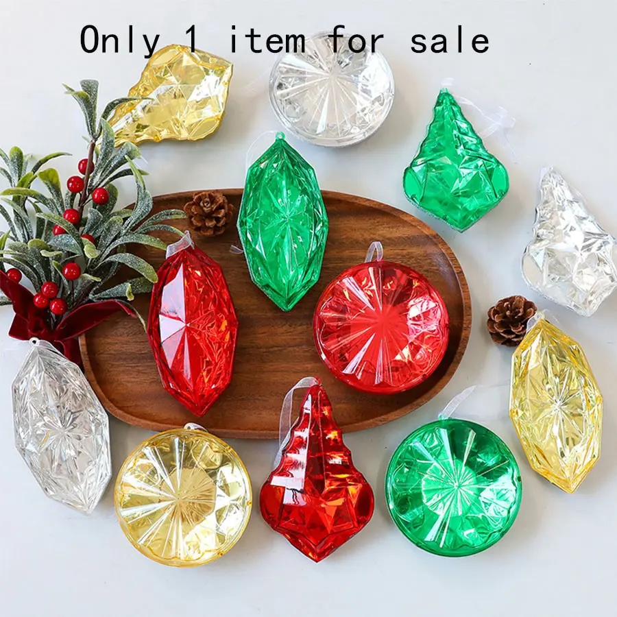 Acrylic Semi-Transparent Gem Christmas Tree Ornament, Colorful PC Holiday Decoration, Festive Gift Idea, Easy to Hang