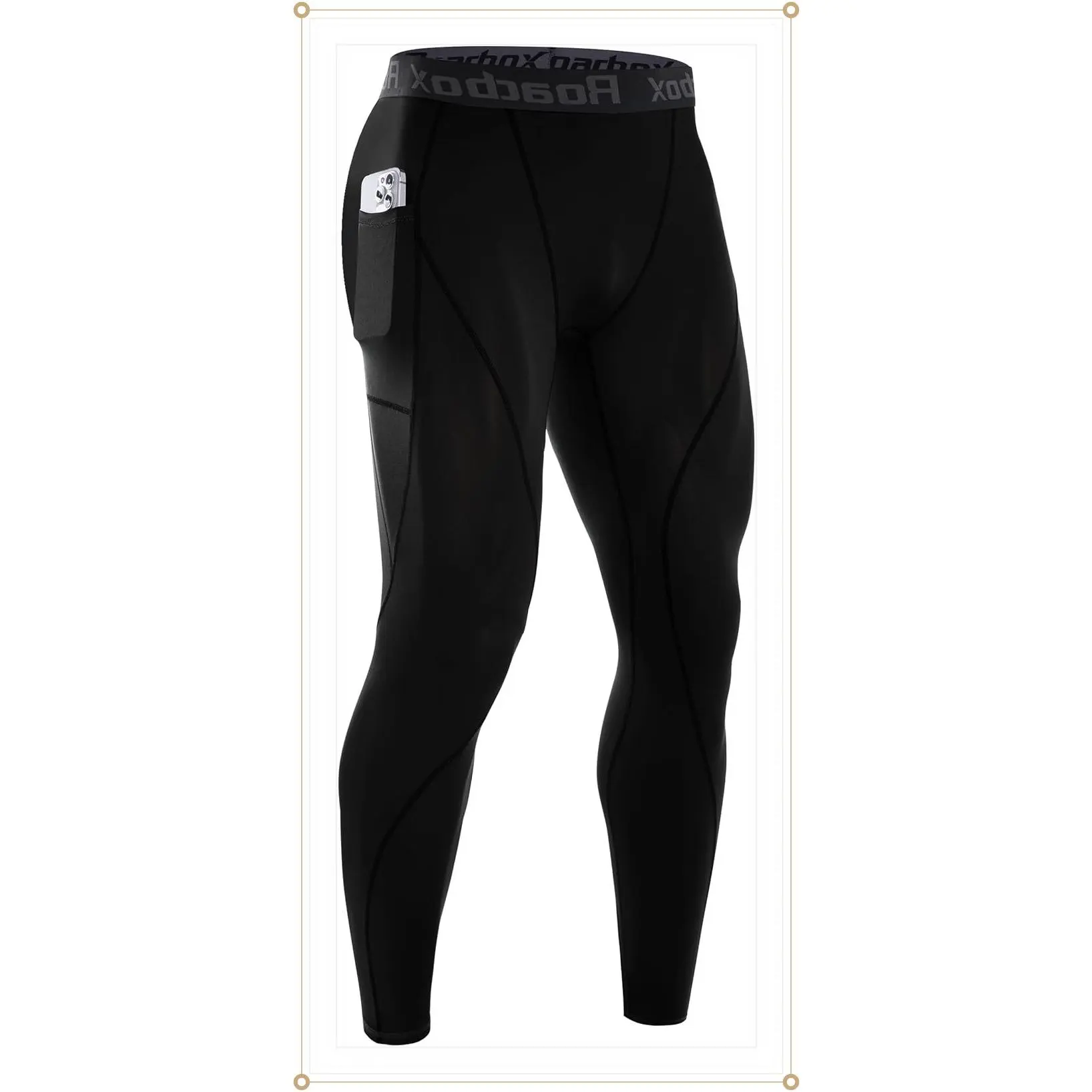 Mens Compression Pants Running Tights with Pockets Sports Workout Leggings Athletic Base Layer for Cycling Basketball(Gift)