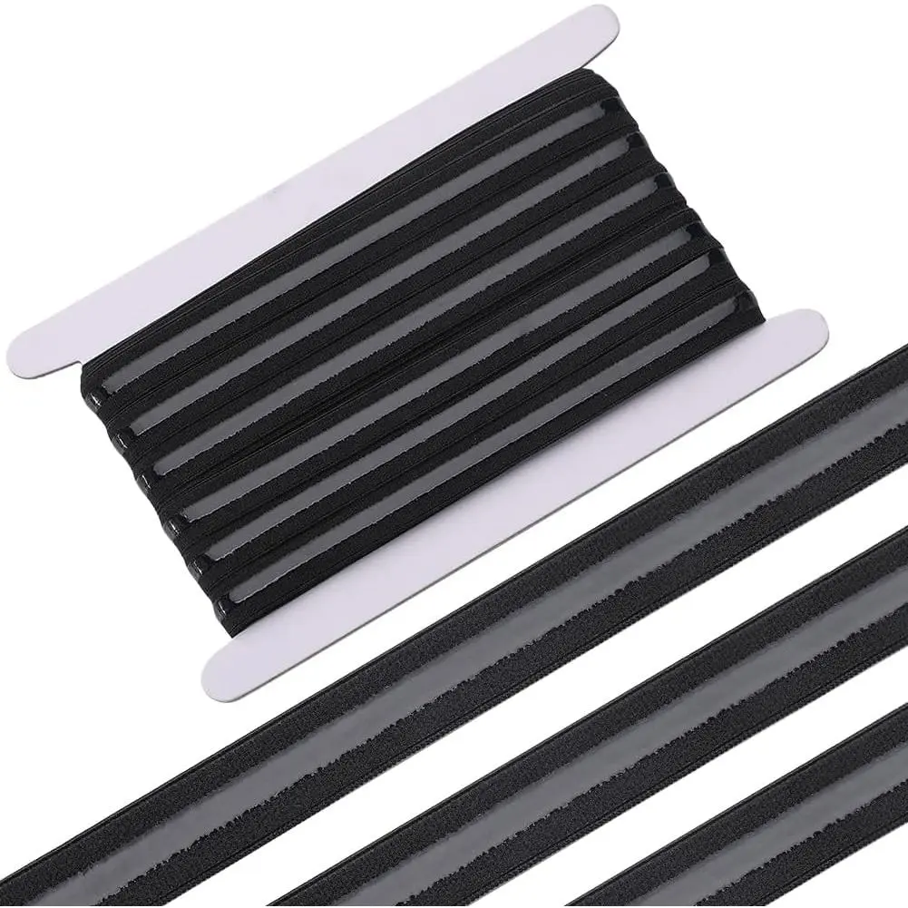 10 Yards Flat Elastic Cord 15mm Wide Non-Slip  Elastic Band Roll with 5mm Rubber Stretch Strap High Elasticity Fibre Stripes Webbing for Sewing Crafting DIY Crafts Hats Bags Black