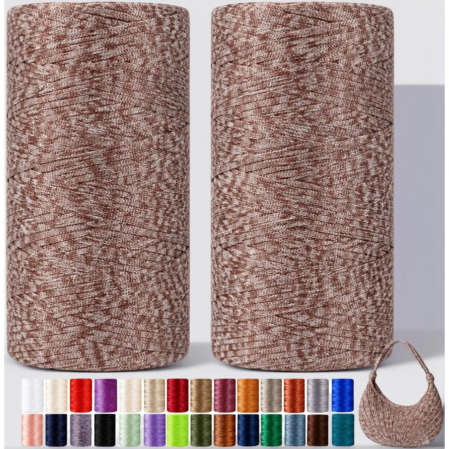 3mm Flat Macrame Cord – 540 Yards (2 x 270yd) Polyester Crochet Yarn for Handbags, Sun Hats, Shoes & Shopper Bags, DIY Craft Projects for Beginners & Adults