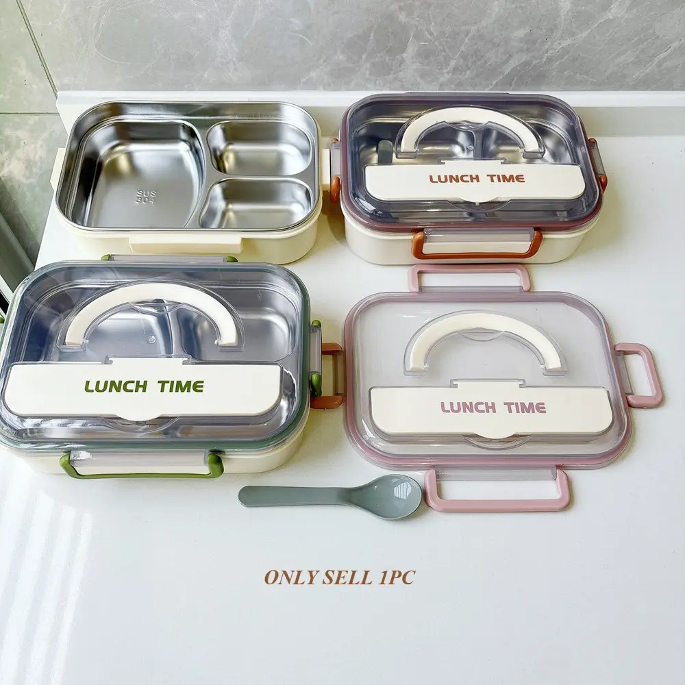 New 304 Stainless Steel Compartment Bento Box, Double-layer Insulated Leakproof Lunchbox with Tableware, Portable Food & Fruit Storage Container for Students & Office Workers
