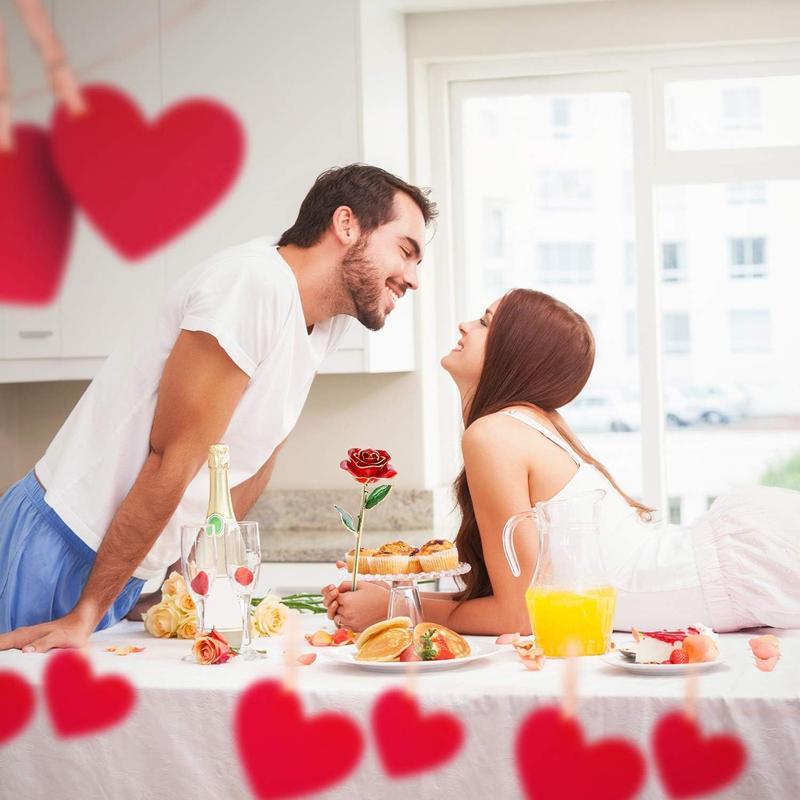 Dipped Rose,24K  Rose with Transparent Stand,Real Long Stem Eternity Rose Flower  for Her,Mom,Wife,Girlfriend,Anniversary,Mothers Day,Birthday,Valentine's,Wedding