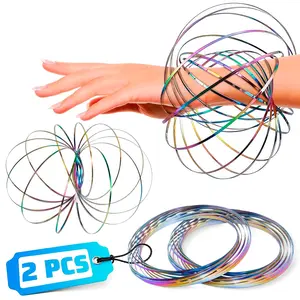 2 Pcs Flow Ring Spinner Ring Arm Toy - 5.1" Color - Changing Fidget Flow Toy with a Pleasant Smooth Surface, Compact & Portable Design - Entertaining Geometric Magic Bracelet with Soothing Effectfidget toys