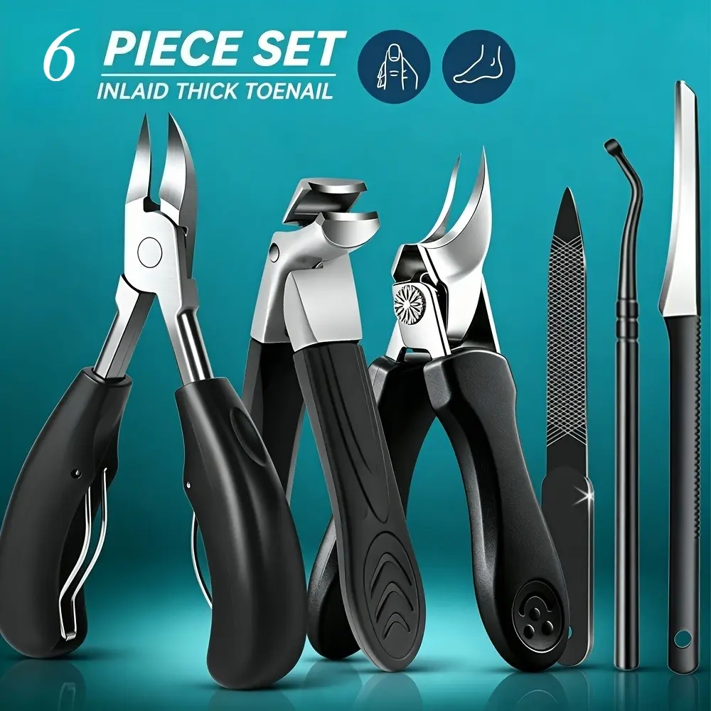 6 Piece Thick Hard Nails Manicure Kit, Eagle Beak Ingrown Nail Clipper, Flat Mouth Nail Clippers, Home Use Nail Care Tools, Ingrown Toenail Kits And Tools, Nail Kit Set