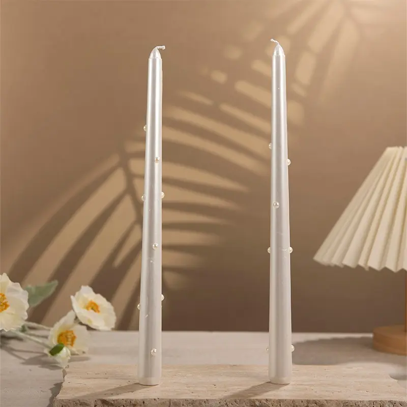 European Pearl Long Stick Smokeless Candle, 2 Sizes Available, Party Decor, Holiday Decor, Romantic Dinner, Birthday, Relaxation, Ambiance Lighting