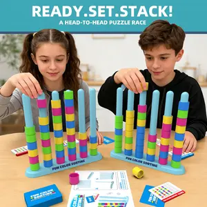 Colorful Stacking Sorting Competition Game, 50 Levels Challenge, Suitable for Two Players, Family Parent-Child Interaction