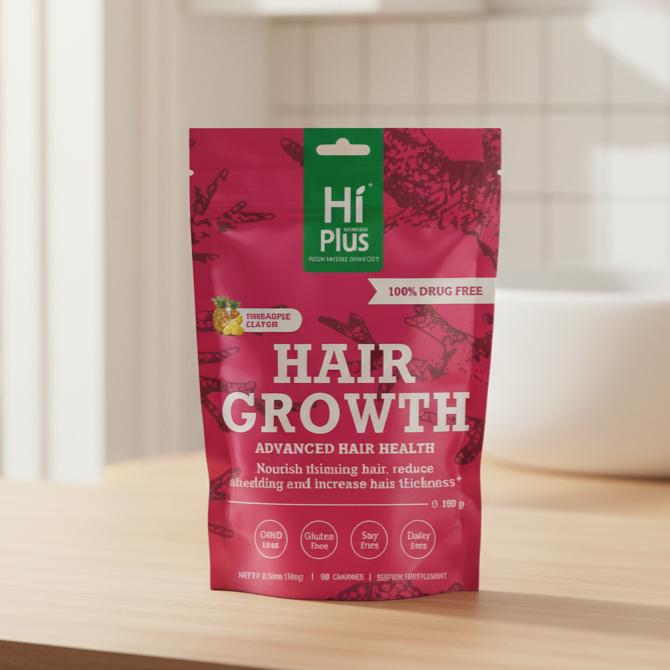 HiPlus Advanced Hair Support Gummies for Women with Biotin, Collagen, Zinc & Iron Promotes Hair Strength, Natural Wellness Daily Support Pineapple Flavor, 90 Gummies (45-Day Supply)