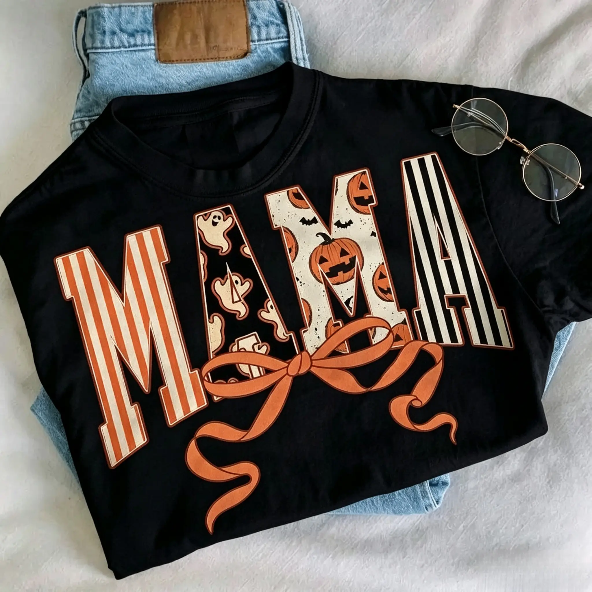 Coquette Halloween Mama T-Shirt, Spooky Mama Tshirt, Retro Halloween Tee, Halloween Mama Tee, Fall Mama, Coquette Mama