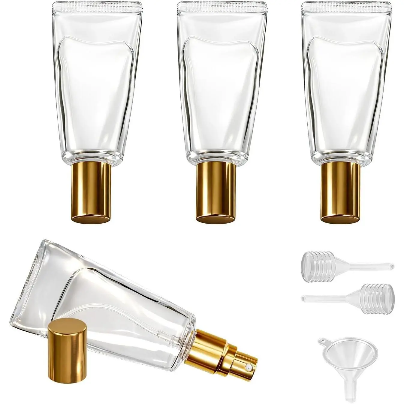 4 count 10ML Glass Perfume Bottle Set, Tube-Shaped Portable Perfume Bottles Refillable With Dispenser Tools, Empty Atomizer Pocket  Bottle for Cologne Dispenser, Travel and Sample Container