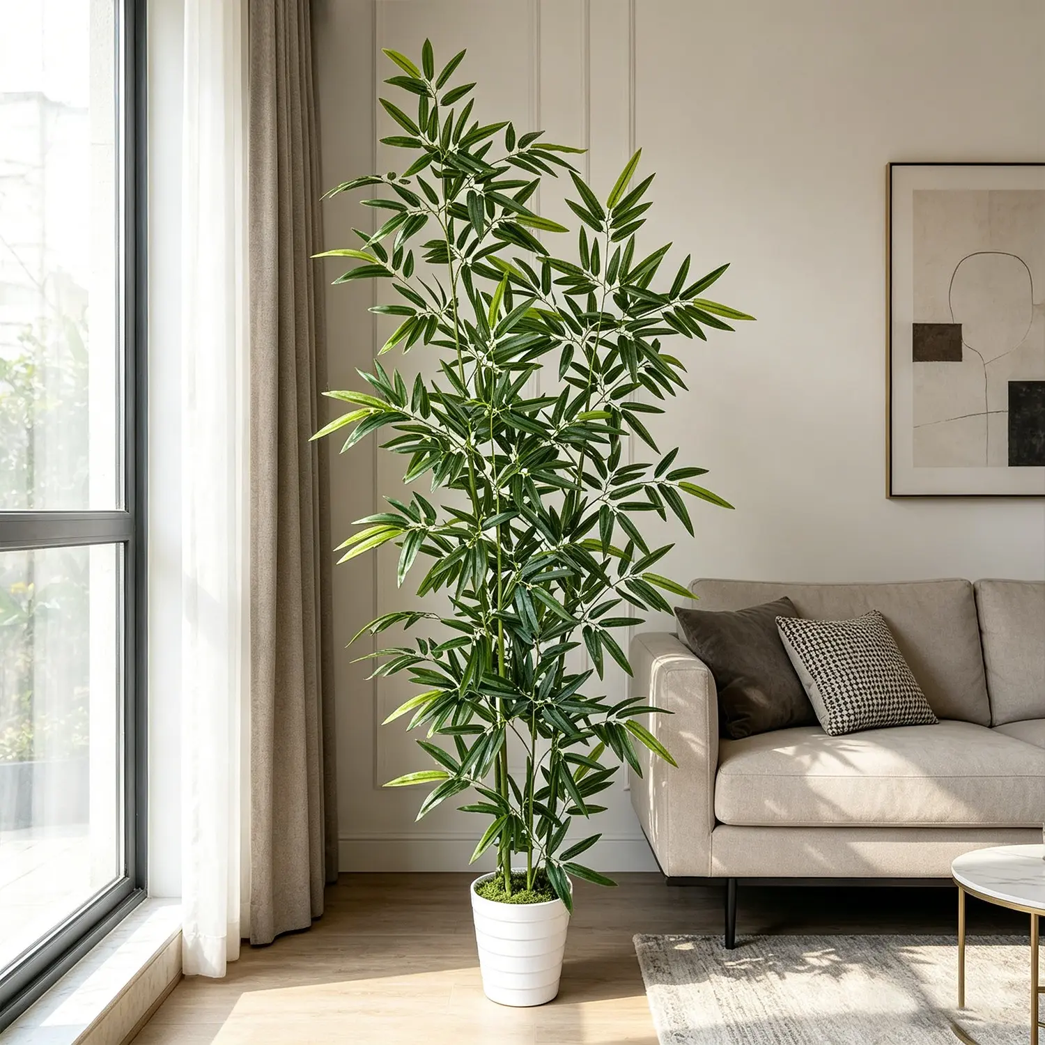 160cm/180cm/210cm Artificial Bamboo Plant Potted, Fake Plant Decoration, Faux Greenery Plants, Decorative Fake Plants, Home Decor, Scene Setup, Photography Props, Suitable for Indoor Outdoor Decoration, Festival Party