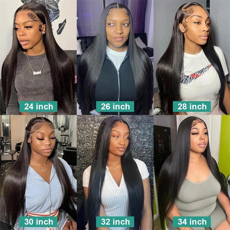 Bling Hair 13x6 13x4 HD Transparent Lace Front Human Hair Wigs For Women Straight 30 32 34 Inch Brazilian 4x4 Lace Closure Glueless Wig Brazilian 100% Human Hair 360 Full Lace Frontal Wigs 180%