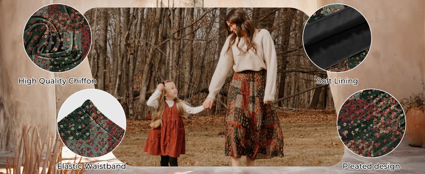 Women's Chiffon Stretch High-Waisted Pleated A-Line Long Skirt