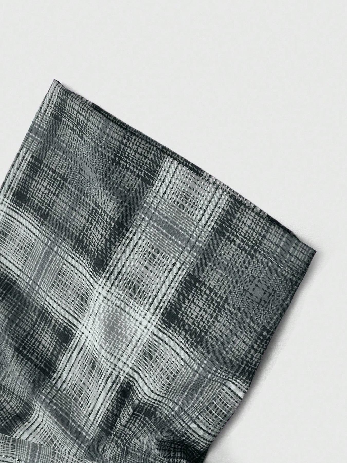 Men's Gothic Print Sequins Plaid Casual Button Shirt, Street Style Fitted Woven Fabric, All Seasons Fashionable Design