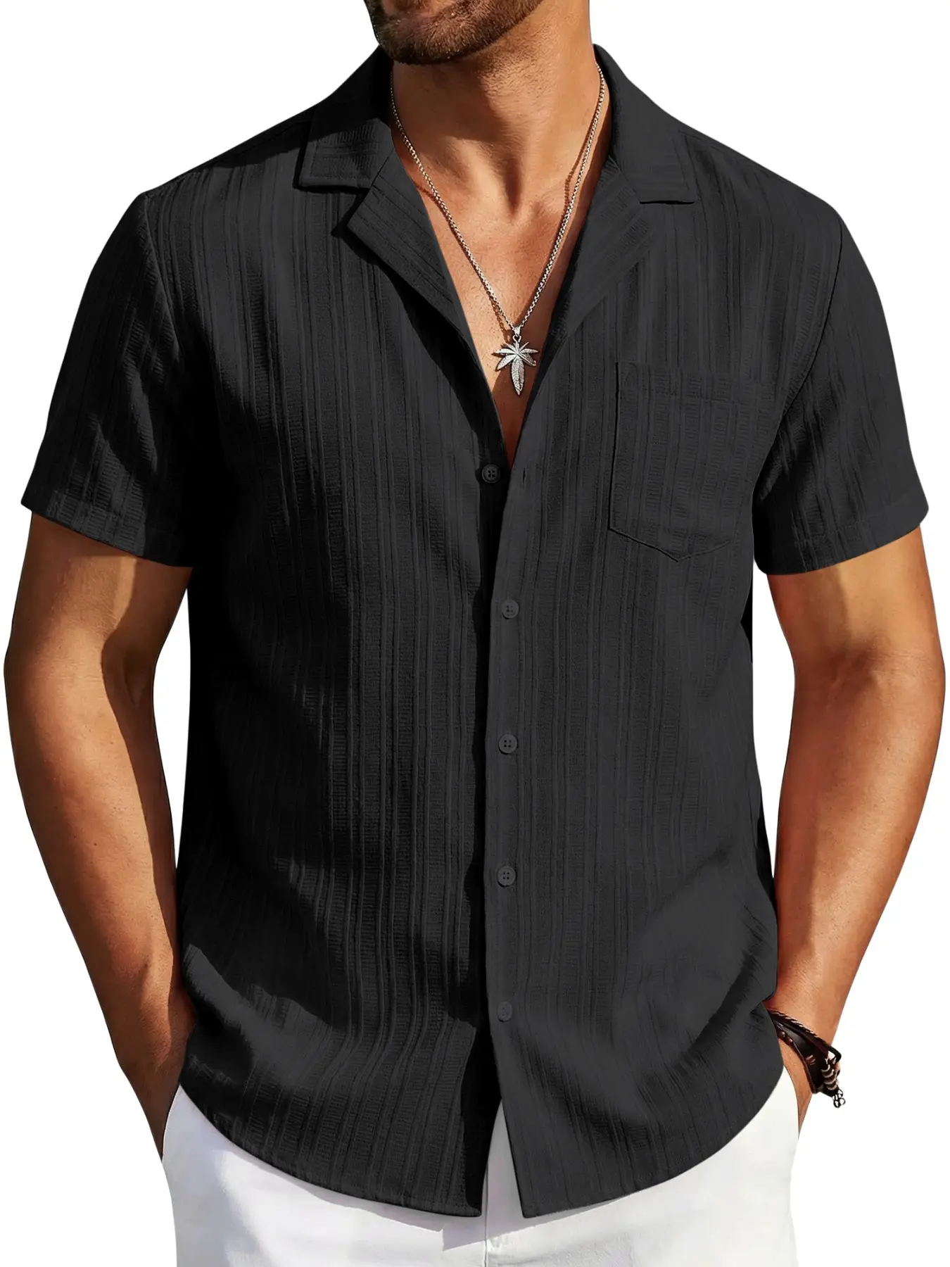 Men's Casual Summer Short Sleeve Shirt, Loose Fit Cuban Collar Design, Streetwear, Soft Neckline, Fashion Daily Wear, Essential Men's Clothing