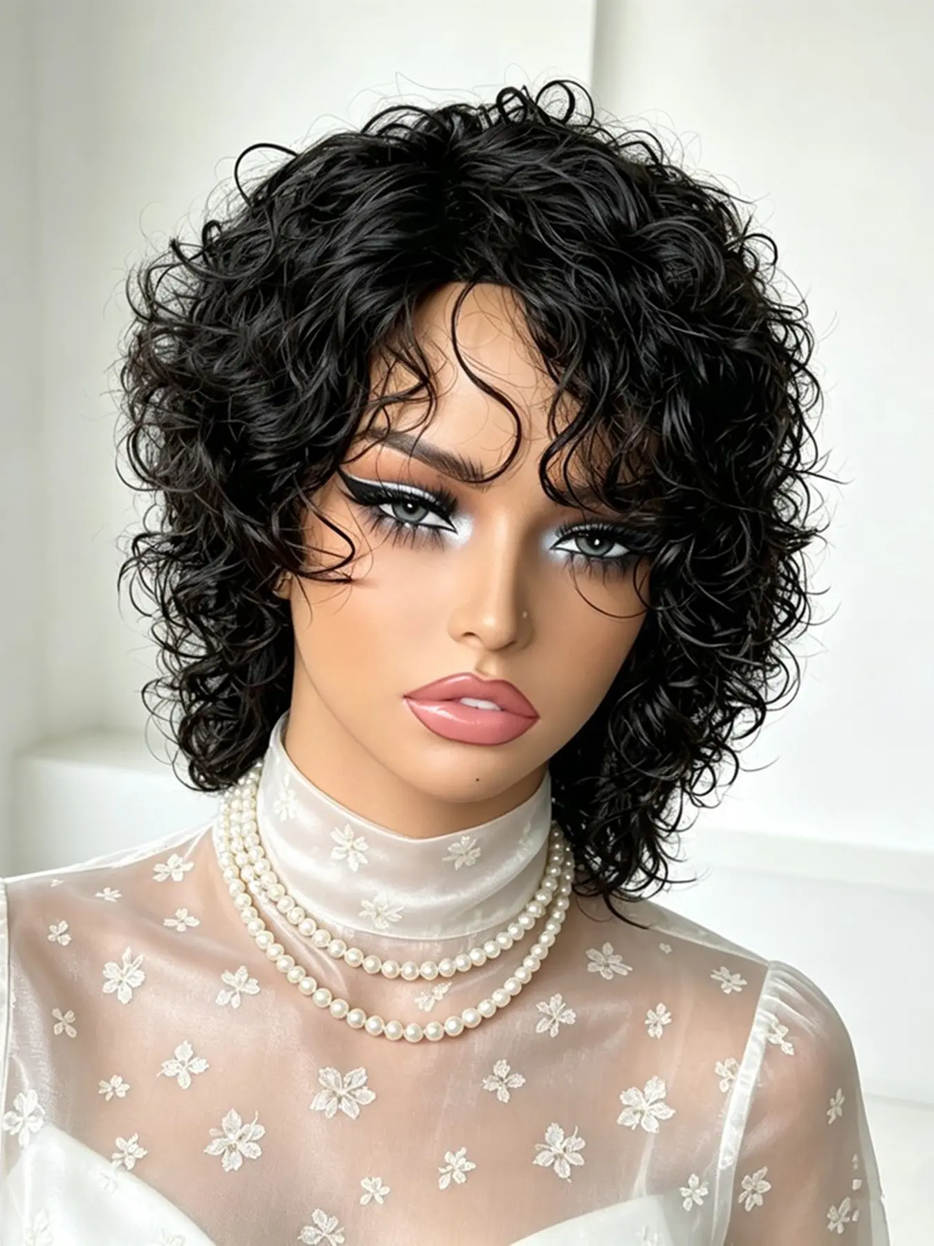 Pixie Cut Human Hair Wigs for Women, Bixie Cut Wigs, Natural Short Afro Curly Wig, Daily Party Cosplay Gift Use, Machine Made