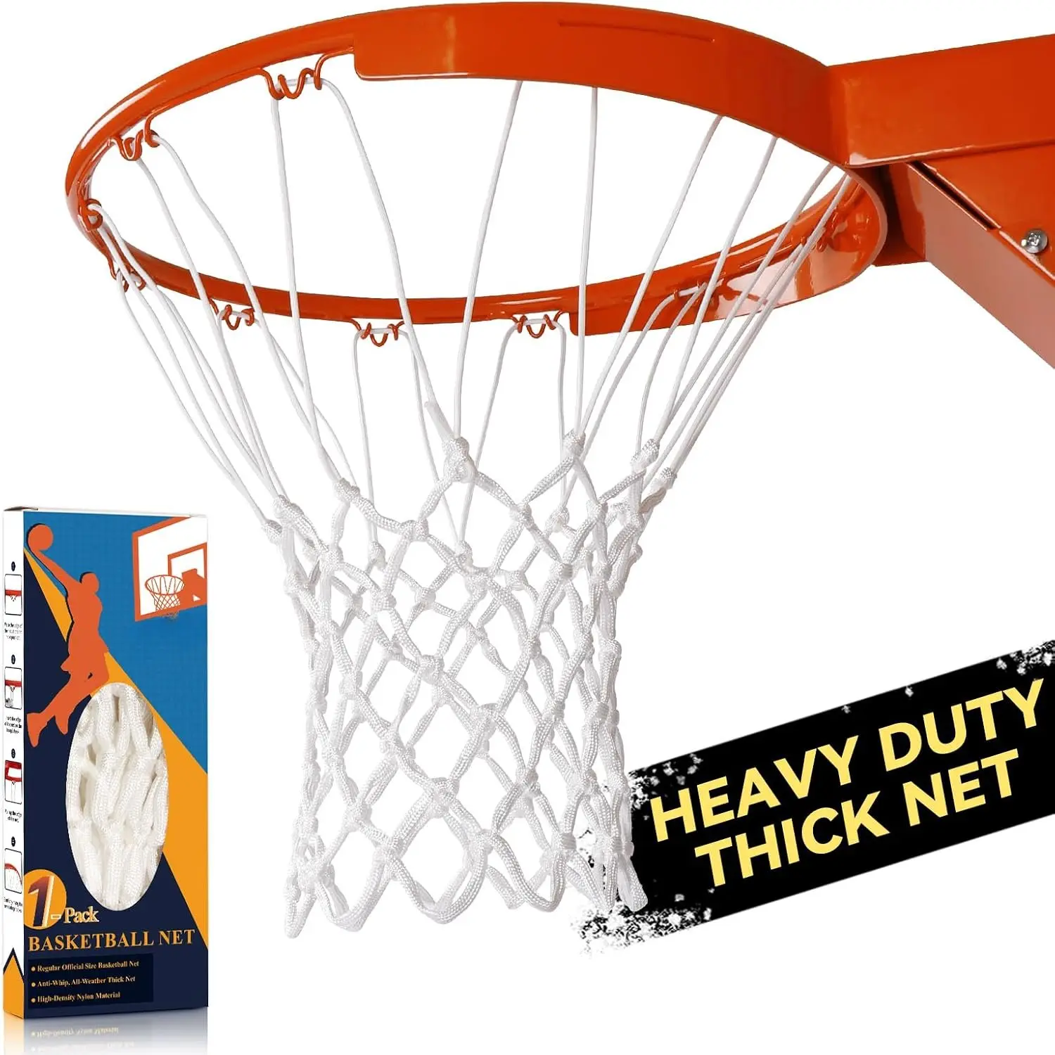 Professional Heavy Duty Basketball Net  -  Weather Anti Whip,Fits Standard Indoor or Outdoor 12 Loops Rims12 Loops