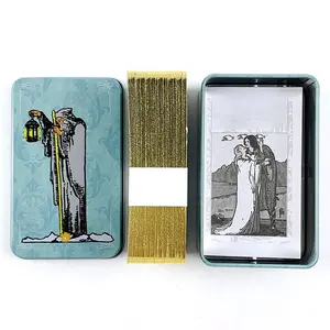 Metal Box Gilded Tarot Cards Deck, Fate Divination, Family Party Board Games, Classic Design, Portable Fortune-Telling Game, Holiday Gifts