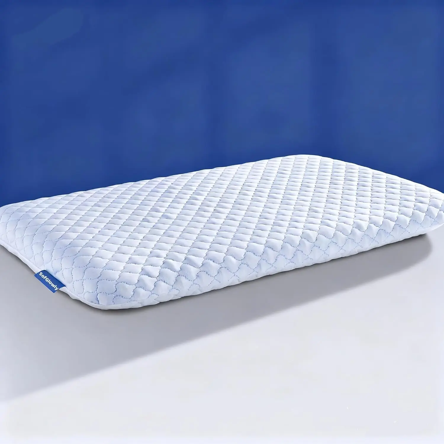 2.25 in Thin Flat Sleeping Pillow - Slim Cooling Option for Stomach Sleepers with Low Neck Alignment Support, Soft Washable Cover & Comfortable Bedding Design