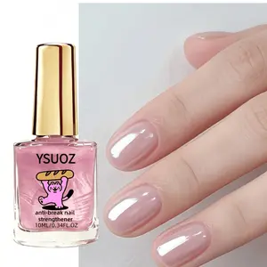 Pearlized Pink Nail Strengthener Polish, Anti-Break Nail Care Treatment for Weak Nails, Air-Drying Glossy Manicure Polish, Easy Application, Long-Lasting Natural Shine
