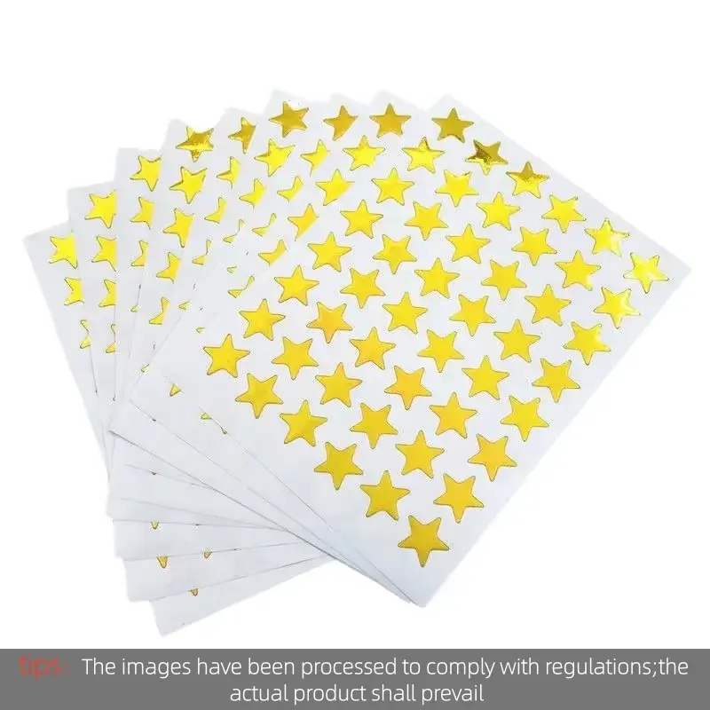 5sheets/bag Gold Star Sticker Stamping Five Pointed Star Sticker Reward Sticker Teacher Praise Label Award