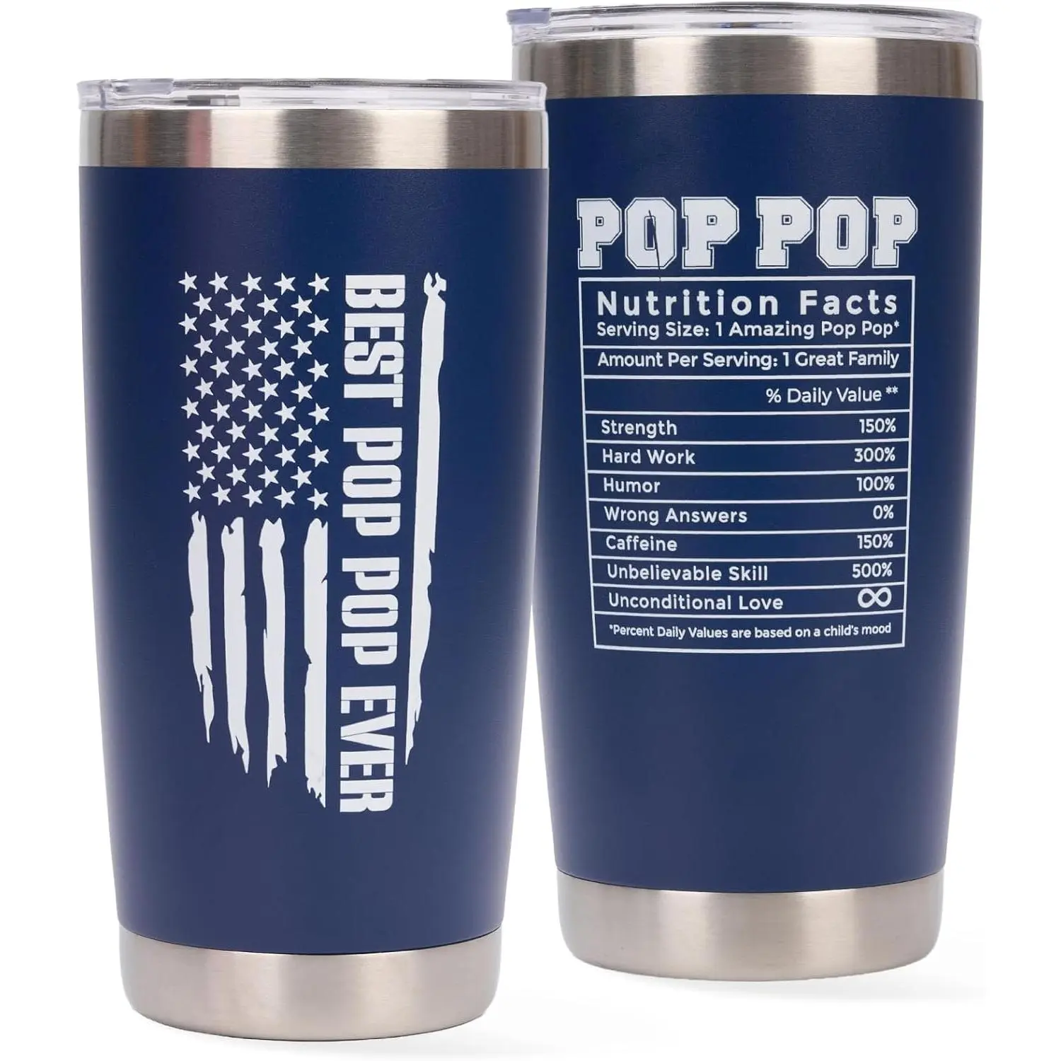 Pop Pop Gifts - Gift for PopPop from Grandkids - Fathers Day Christmas Birthday Gifts Idea - Tumbler 20Oz Stainless Steel