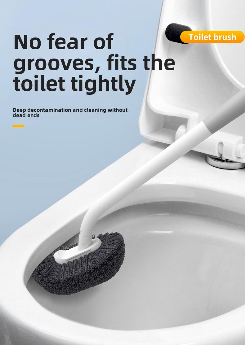 Home-use no-drill toilet brush with base, wall-mounted long-handled toilet brush, high-quality plastic wall-mounted toilet brush
