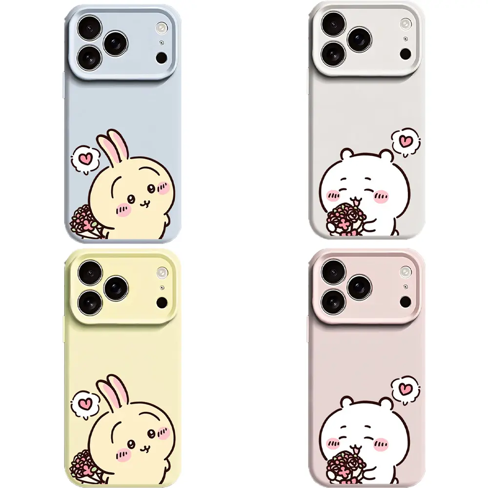 Kawaii Chiikawa Character Art Shells Bouquet Custom Protective TPU Smartphone Case for iPhone 17-16 Pro Max-15-14 Plus-13, Soft Silicone, Anti-Fingerprint, Shock-Absorbing, Durable Polycarbonate, Camera Protector, Cute Phone Accessory, Valentine Gift, Pro