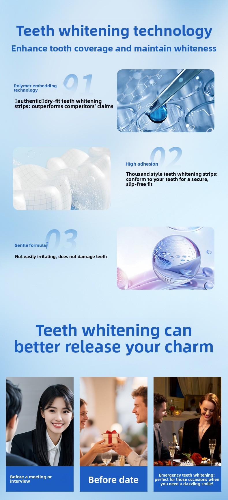 New V34 Purple Whitening Dental Strips Focus on Teeth Whitening and Removing Stains and Plaque Purple Teeth Whitening Strips