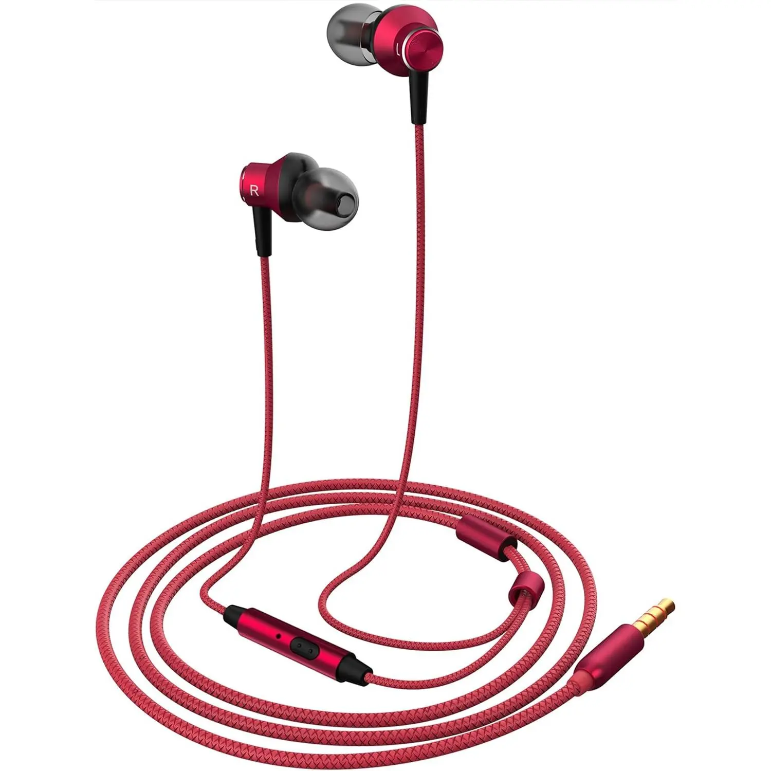 in Ear Headphones, MR01 Comfortable -Free Stylish Wired in-Ear Earbuds with Microphone,  Clear Sound Noise Isolating Earphones for  iPod  Laptop , Red