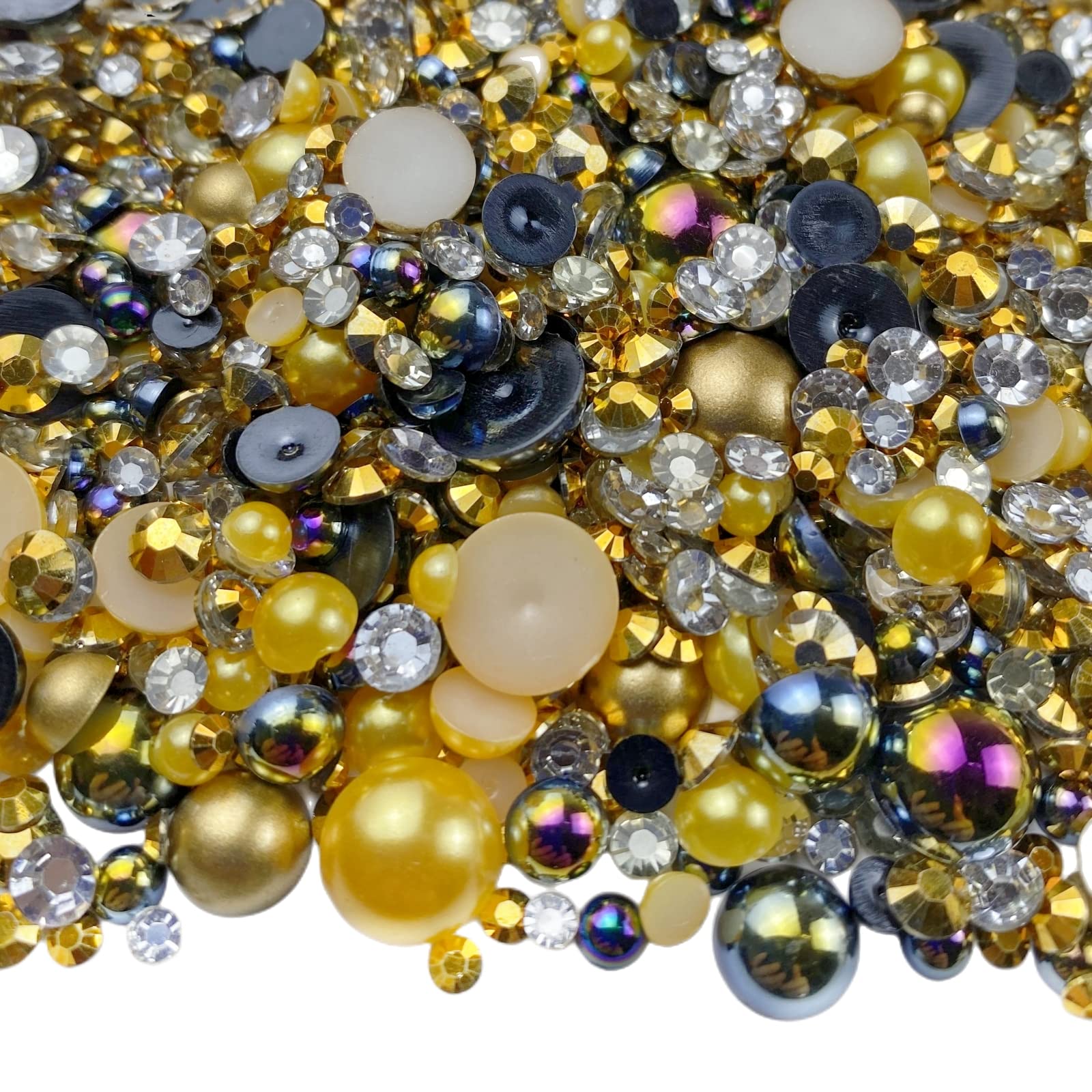 Mixed Size Flat Back Pearls & Rhinestones (1200pcs), Resin Rhinestones, Semi-circular Flat Back Pearl Rhinestones, DIY Materials For Nails, Face, Art, Crafts, Jewelry Decoration, Bling Rhinestone Decoration