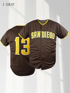 Classic San Diego #13 Embroidered Casual Baseball Jersey, Premium Quality, Unisex Soft Breathable Short Sleeve Athletic Top