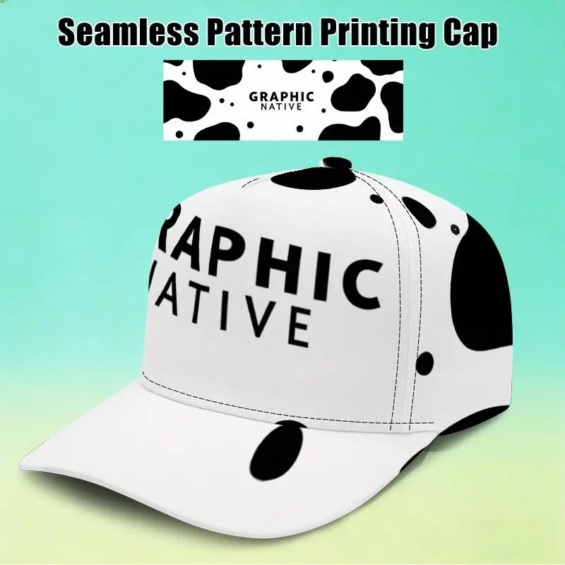 Modern Minimalist Abstract Black Blob & Dot All-Over Print Party Hat, Seamless Pattern That Flows Across Seams, Adjustable One Size Fits Most in Mixed Colors, Perfect for Themed Parties & Casual Festive Gatherings